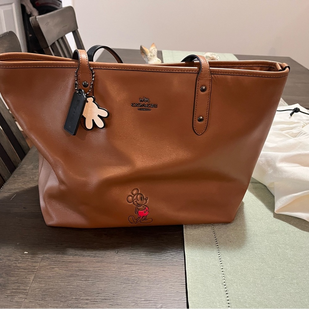 Brown leather coach purse